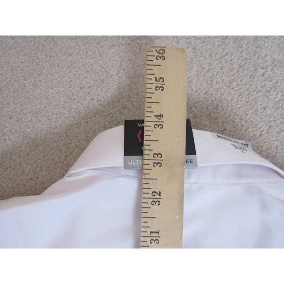 Van Heusen Flex Mens Ultra Wrinkle Free Regular Fit Dress Shirt White 16-16.5 L - Picture 10 of 10